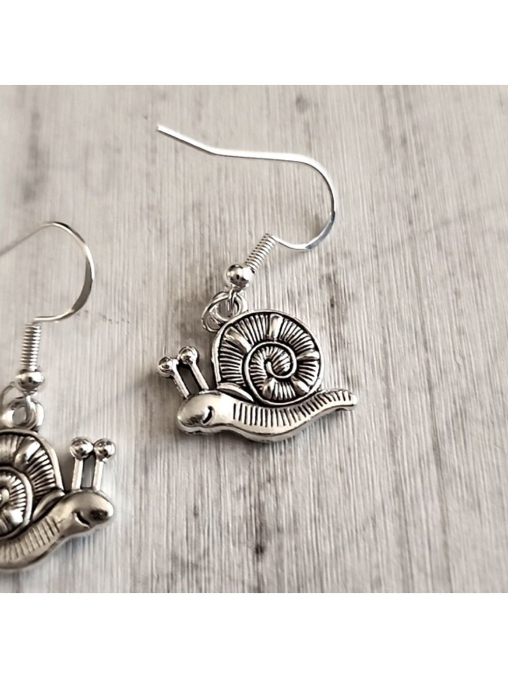 Smiley Snail Earrings 925S Posts Tibeten zinc - Picture 2 of 3